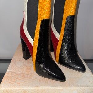 Cape Robbin Multicolor Heeled Boots - Black, Red, Yellow
